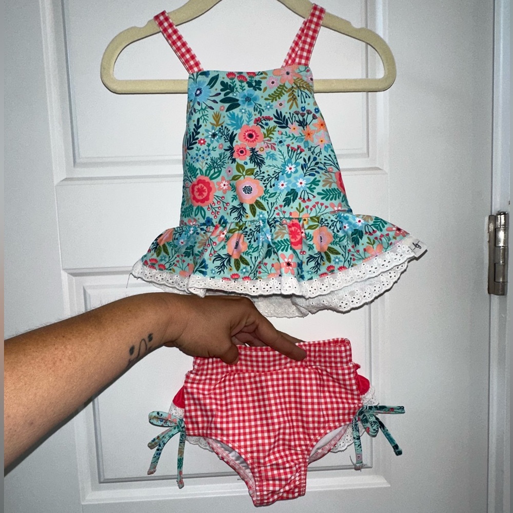 Love + Grow Floral and Gingham Kids Bikini Set